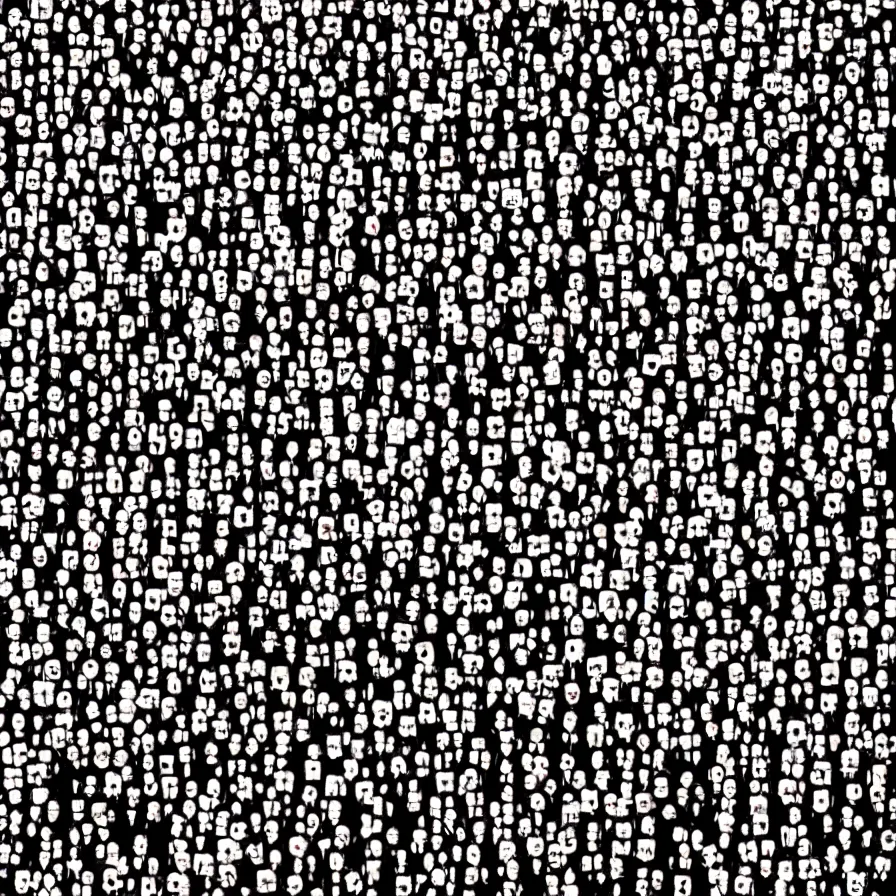 Image similar to Artwork that illustrates a crowds of anonymous faces who have all lost their way in life.