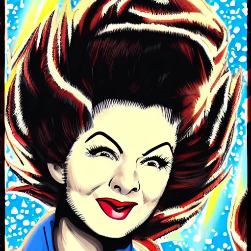 Prompt: portrait of lucille ball in the style of dragon ball z, super saiyain