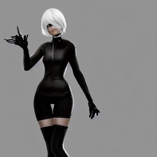 Image similar to portrait of 2B nier automata wearing skin tight clothes screenshot from the video game Half life 2 digital art trending on Artstation, CGSociety