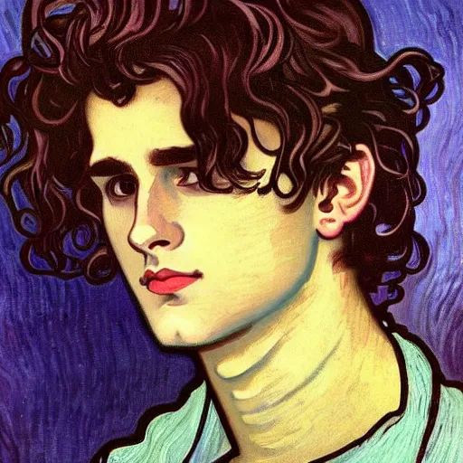 Prompt: painting of young cute handsome beautiful dark medium wavy hair man in his 2 0 s named shadow taehyung at the halloween pumpkin party, somber, depressed, melancholy, sad, elegant, clear, painting, stylized, delicate, soft facial features, delicate facial features, soft art, art by alphonse mucha, vincent van gogh, egon schiele