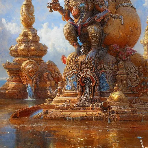 Image similar to artstation, intricate details, hyper details, by gaston bussiere, ganesha,