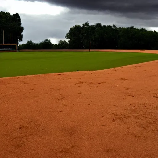 Image similar to deserted baseball field before a storm