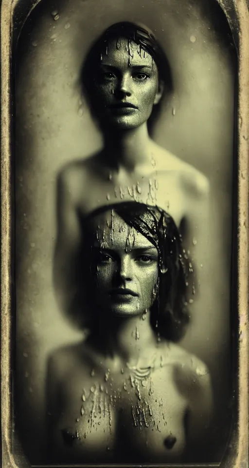 Image similar to a wet plate photograph, a portrait of a strikingly beautiful woman with regal features