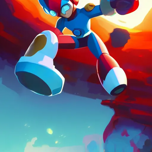 Image similar to hero world mega man, behance hd by jesper ejsing, by rhads, makoto shinkai and lois van baarle, ilya kuvshinov, rossdraws global illumination