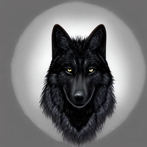 Image similar to black wolf portrait, digital painting, artstation, award winning