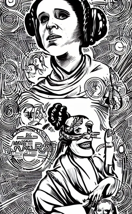 Prompt: mcbess illustration of Princess Leia