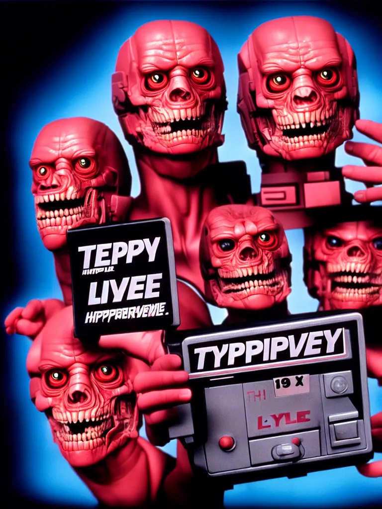 Image similar to hyperrealistic rendering of they live ( 1 9 8 1 ). product photography, action figure, studio lighting, colored gels, colored background