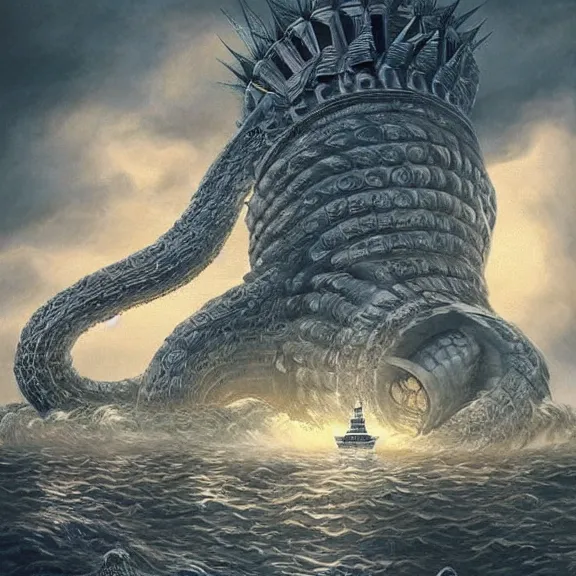 Image similar to giant hairy serpent bursting through the statue of liberty, fantasy artwork, award winning, hyper detailed, very very very very very very very very very very very very very very very very very beautiful, studio lighting, artstation