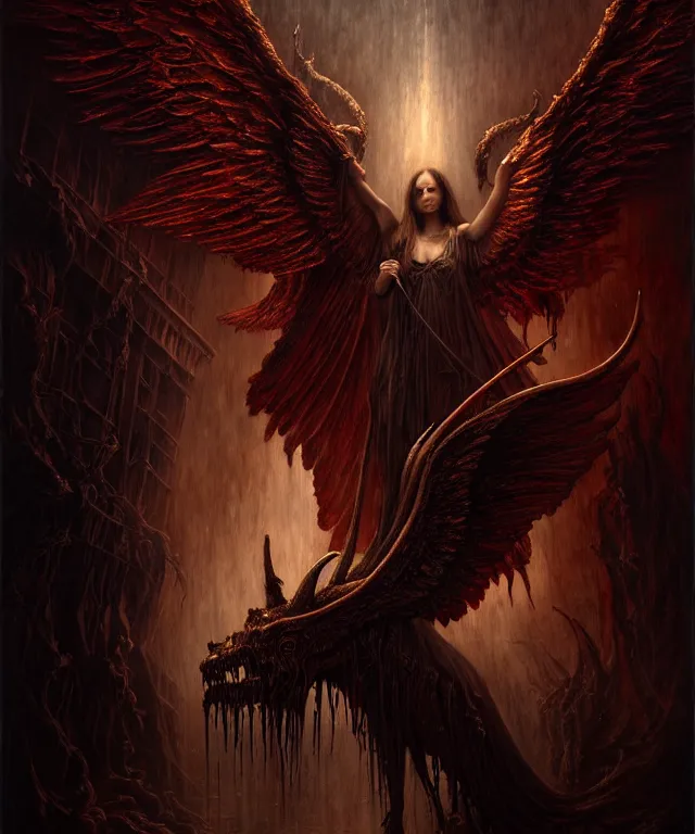 Image similar to epic professional digital art of angels and demons, horrific yet beautiful vibe, evocative, atmospheric lighting, painted, intricate, highly detailed, by leesha hannigan, wayne haag, reyna rochin, ignacio fernandez rios, mark ryden, iris van herpen, artstation, cgsociety, stunning, gorgeous, sharp focus, cinematic, masterpiece