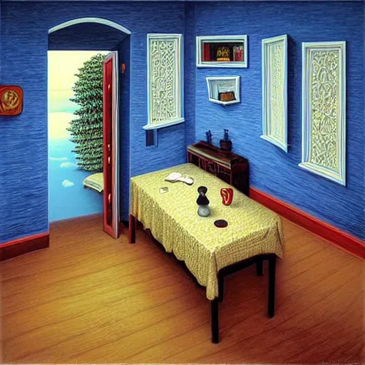 Prompt: the chinese room, by rob gonsalves