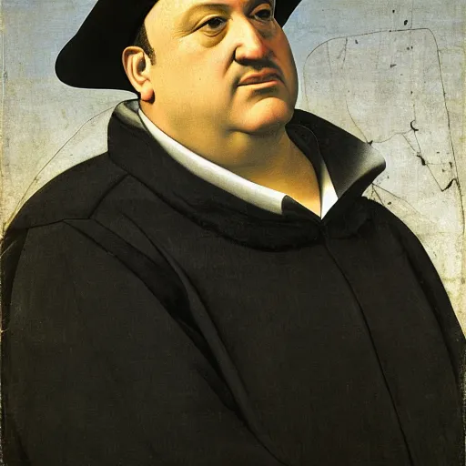 Image similar to portrait of Tony Soprano by Caravaggio and Piero della Francesca.