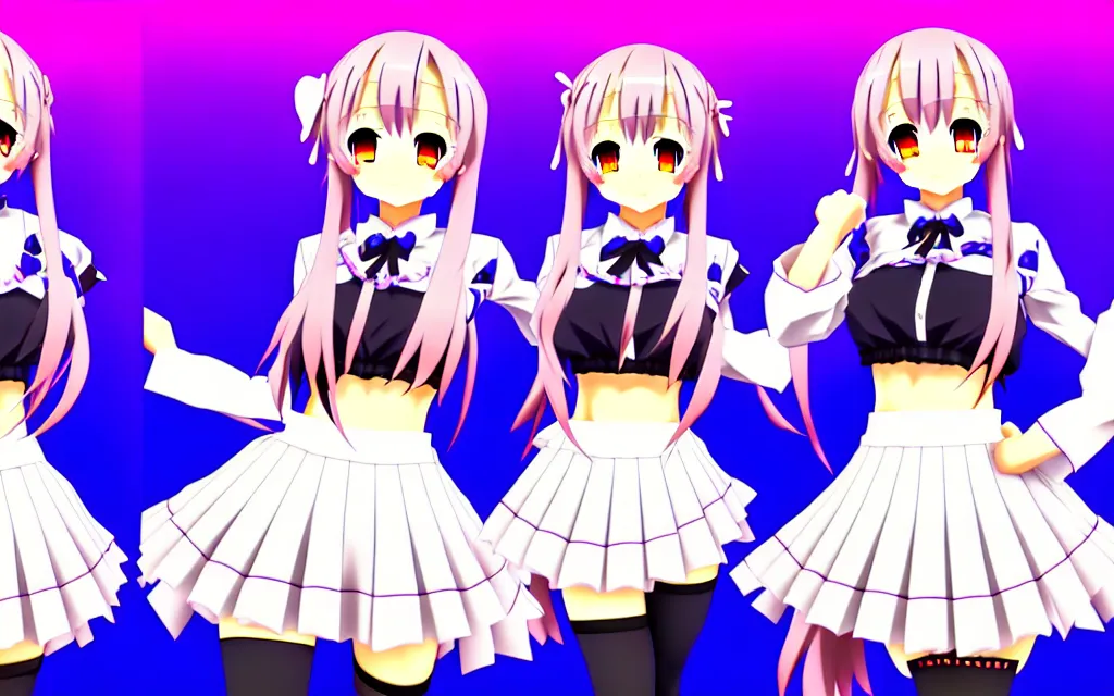 Image similar to Anime VTuber Full Body Model, Live2D Virtual YouTuber Model, 8K, Hololive, White Background, Cover corp. Anime VTuber Sheet