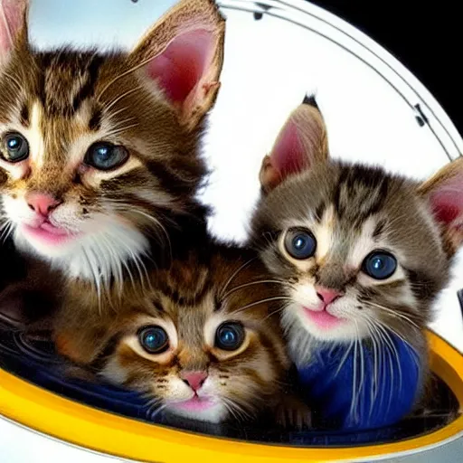 Prompt: kittens in spacesuits play in outer space on the Webb telescope. Blockbuster, cinematic, cgi