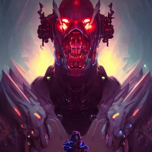 Image similar to a portrait of a demonic cybernetic duke of hell, cyberpunk concept art by pete mohrbacher and wlop and artgerm and josan gonzales, digital art, highly detailed, intricate, sci-fi, sharp focus, Trending on Artstation HQ, deviantart, unreal engine 5, 4K UHD image