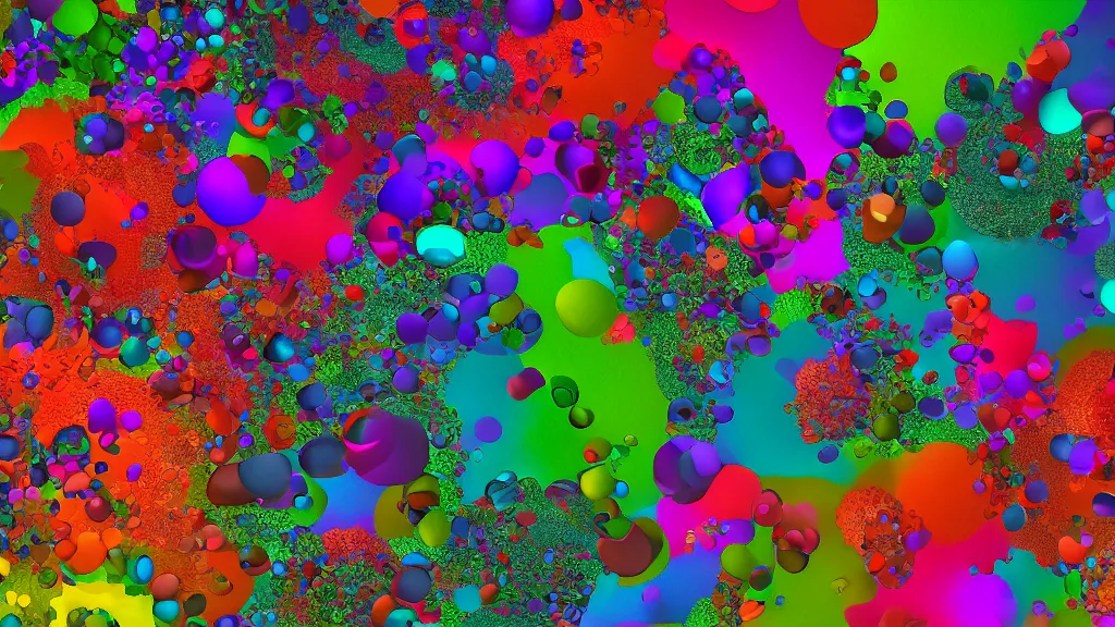 Image similar to a close up of a bunch of different colored objects, a raytraced image by benoit b. mandelbrot, behance, generative art, fractalism, biomorphic, greeble