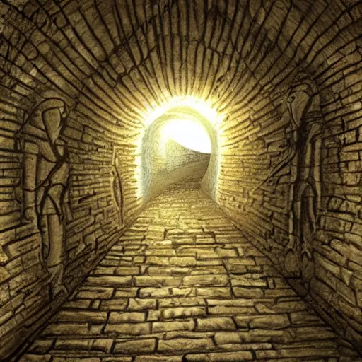 Prompt: 12000 year old tunnel from Scotland to turkey. Illustration. Detailed. Trending on art station