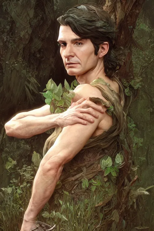 Prompt: portrait of rene auberjonois, forest, godlike, full body, fantasy, intricate, elegant, highly detailed, digital painting, artstation, concept art, sharp focus, illustration, art by artgerm and greg rutkowski and alphonse mucha