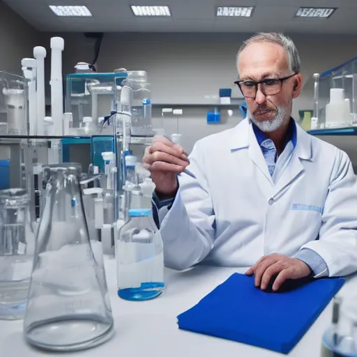Prompt: photo where a scientist appears in a laboratory