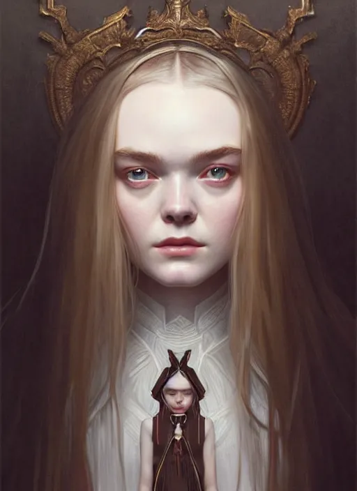 Prompt: symmetry!! portrait of elle fanning, astrid frisbey, horror, fashion, dark!! intricate, elegant, highly detailed, digital painting, artstation, concept art, smooth, sharp focus, illustration, art by artgerm and greg rutkowski and alphonse mucha