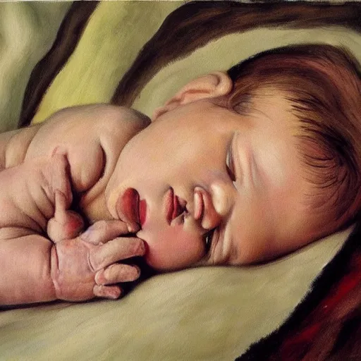Prompt: high quality high detail painting by lucian freud, hd, portrait of newborn