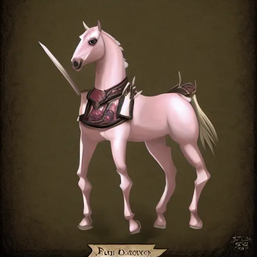 Prompt: A horse with a male human torso, epic dungeons and dragons character design, portrait