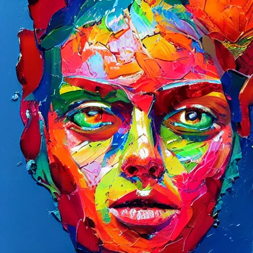 Prompt: intricate portrait made of colorful gouache thick impasto circles