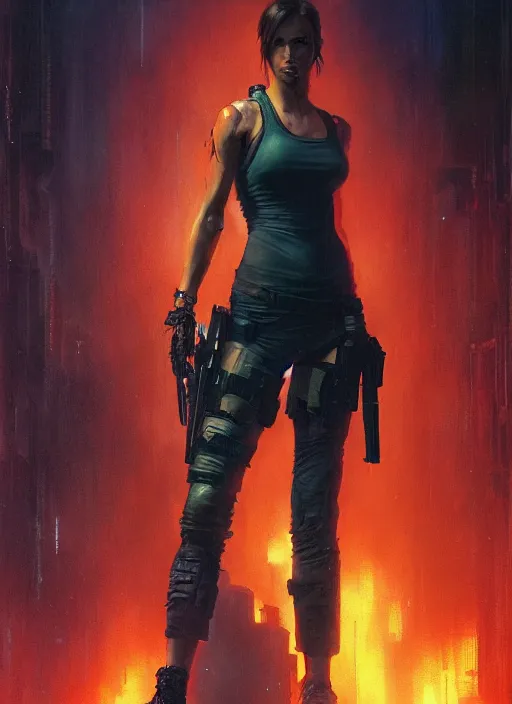 Lara Croft. Cyberpunk assassin in tactical gear. blade | Stable ...