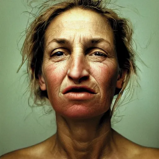 Image similar to a candid extreme closeup portrait of an expressive face of a bored happy woman by annie leibovitz