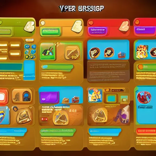 Image similar to UI game design. Hyper casual UI elements pack. Treasure adventure 2.5d