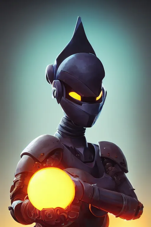 Image similar to epic mask helmet robot ninja portrait stylized as fornite style game design fanart by concept artist gervasio canda, behance hd by jesper ejsing, by rhads, makoto shinkai and lois van baarle, ilya kuvshinov, rossdraws global illumination radiating a glowing aura global illumination ray tracing hdr render in unreal engine 5