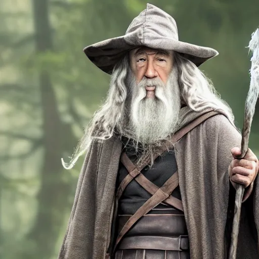 Image similar to Ryan Reynolds as Gandalf the wizard, highly detailed, high quality, HD, 4k, 8k, Canon 300mm, professional photographer, 40mp, lifelike, top-rated, award winning, realistic, sharp, no blur, edited, corrected, trending