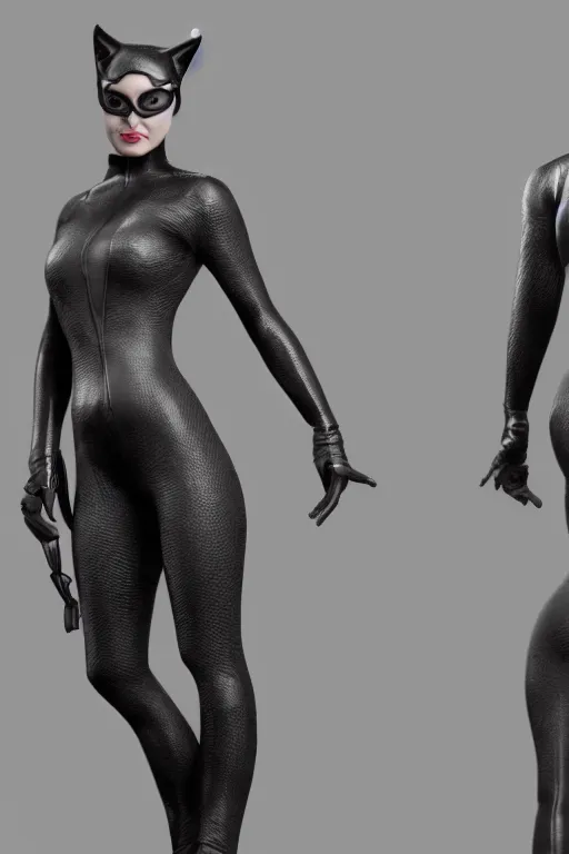 Prompt: 3d render of Catwoman, portrait, photorealistic, concept art, finalRender, octane, Unreal Engine