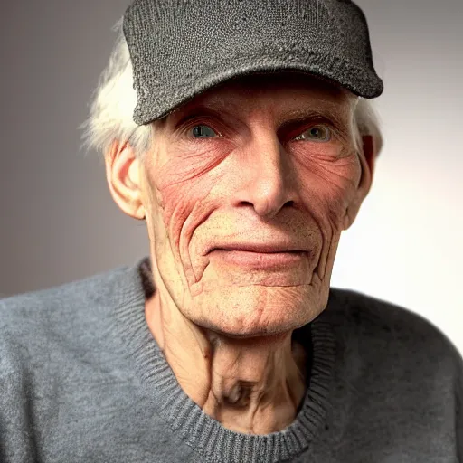 Image similar to A photograph of old Jerma985 in his eighties who looks like Jerma985 wearing a sweater in the 2010s, Jerma985, looks like Jerma985, taken in the late 2010s, taken on a 2010s Camera, realistic, hyperrealistic, very realistic, highly detailed, very detailed, extremely detailed, detailed, digital art, trending on artstation, headshot and bodyshot, detailed face, very detailed face