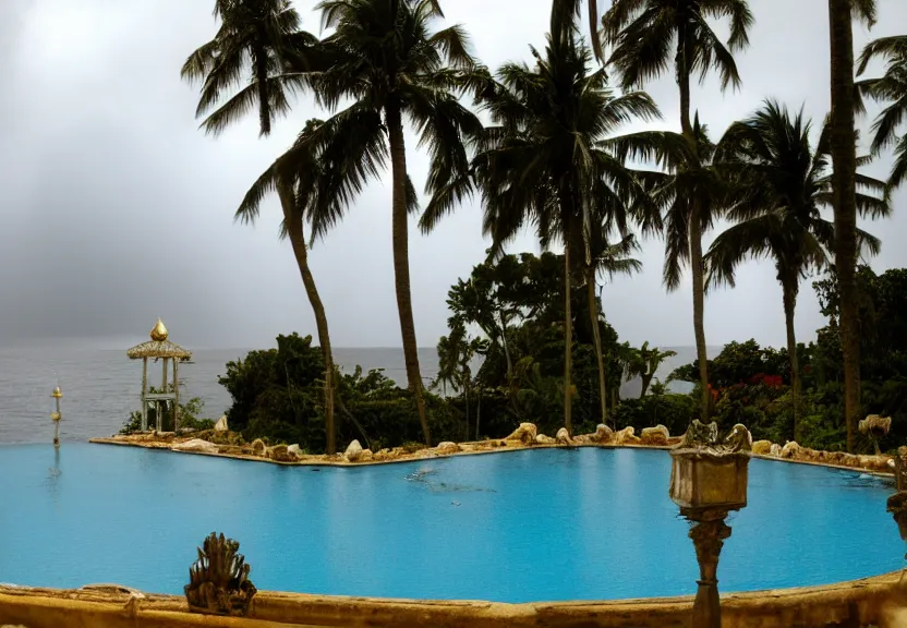 Image similar to Palace of the chalice, refracted sparkles, thunderstorm, greek pool, beach and Tropical vegetation on the background major arcana sky, 2005 blog, dslr camera IMG_4016