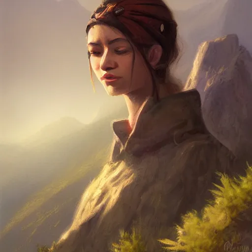 Prompt: a portrait of a character in a scenic environment by cris ortega