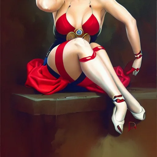 Image similar to harley quinn painted by luis ricardo falero