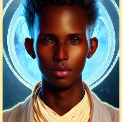 Prompt: illustration of a somali boy, d & d, fantasy, intricate, elegant, highly detailed, digital painting, artstation, concept art, smooth, sharp focus, illustration, art by artgerm and greg rutkowski and alphonse mucha