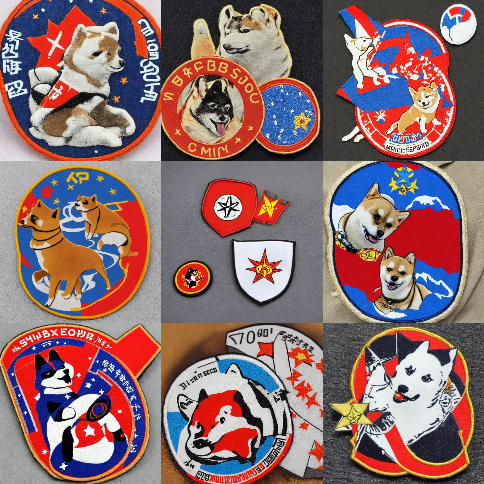 Image similar to Shiba Inu CCCP, 60s soviet space round mission patch