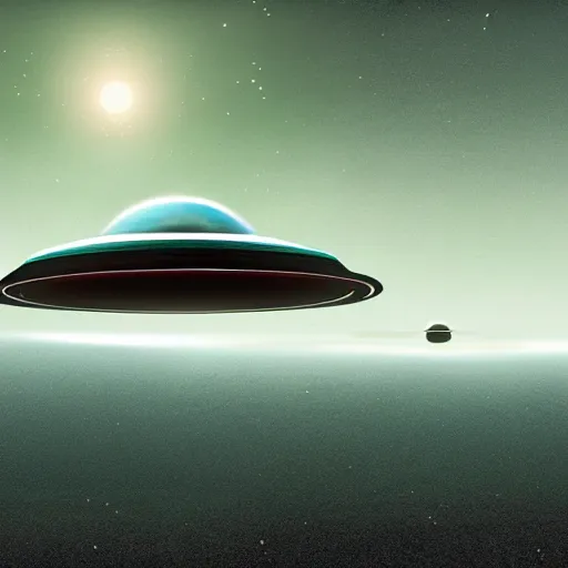 Image similar to ufo seen next to a star from a distance concept art image