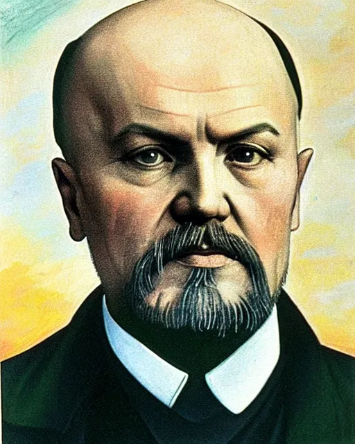 Prompt: vladimir illich lenin, leader of the world proletariat, socialist realism, art art, good quality