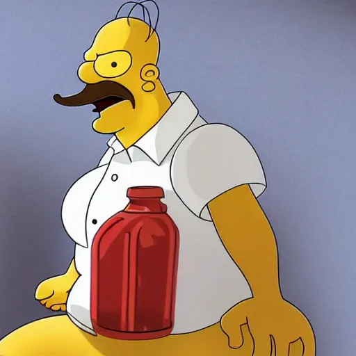 Image similar to celebrity photoshoot of a real life homer simpson, flash