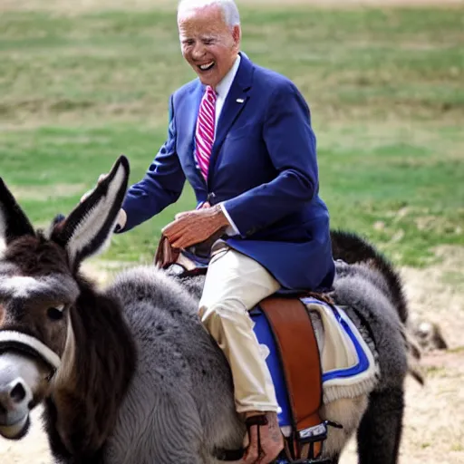 Image similar to biden riding a donkey