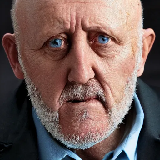 Prompt: mike ehrmantraut becoming an enlightened being, he has no beard