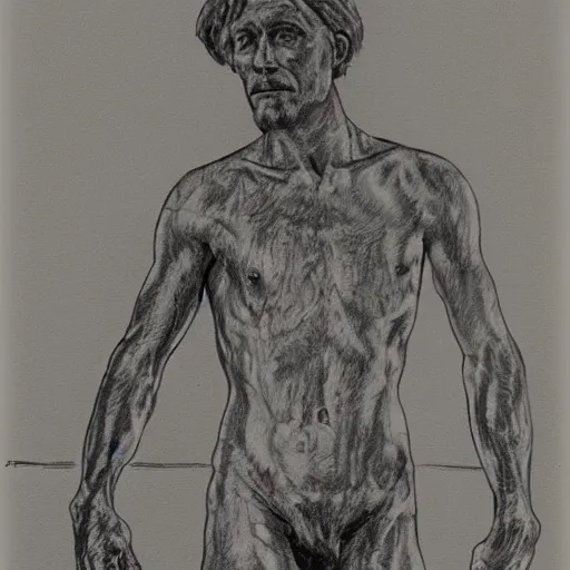 Prompt: otzi, one - line drawing,