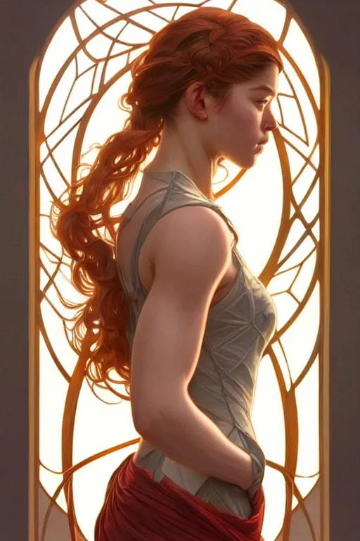 Image similar to symmetry!! intense fanart of 3 / 4 back pose of young christine as acotar protagonist, intricate, elegant, highly detailed, my rendition, digital painting, artstation, concept art, smooth, sharp focus, illustration, art by artgerm and greg rutkowski and alphonse mucha. fireball in hand, traditional clothes