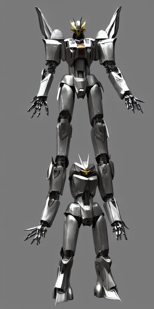 Image similar to distinct 3 d model, full body sci - fi mecha arc angel, machine wing, gundam wing style armor, pacific rim style jaeger, wide armored helmet jaeger, kaiju, kaiju in metal exoskeleton