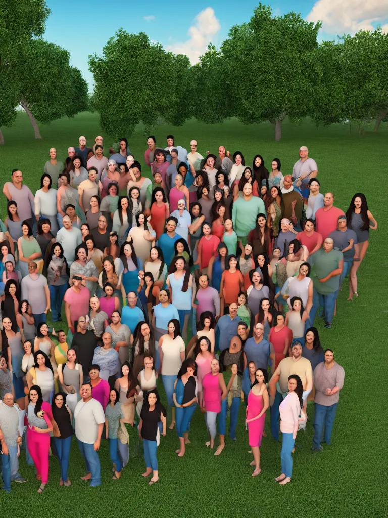 Image similar to A large latina family reunion, photorealistic, 3d render, award winning render, unreal engine, octane render, studio lighting, 8k, hd