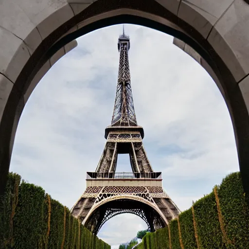 Image similar to eiffel tower constructed out of white marble, beautiful, stunning, coherent, landscape photo, realistic