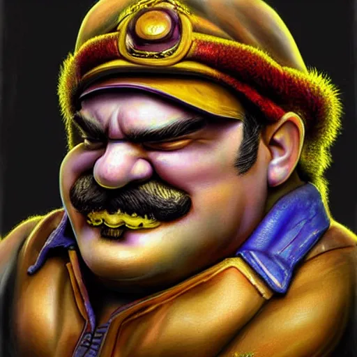 Image similar to a portrait of Wario,extremely detailed multiple unique different art styles.