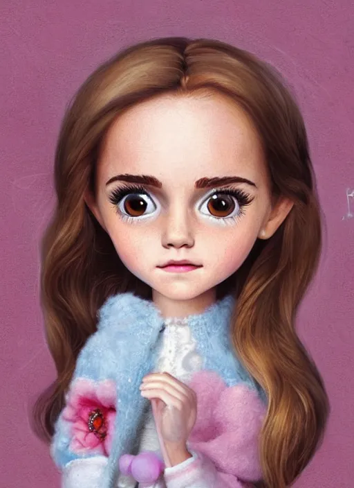 Prompt: emma watson as a Nicoletta Ceccoli doll, detailed digital art, trending on Artstation